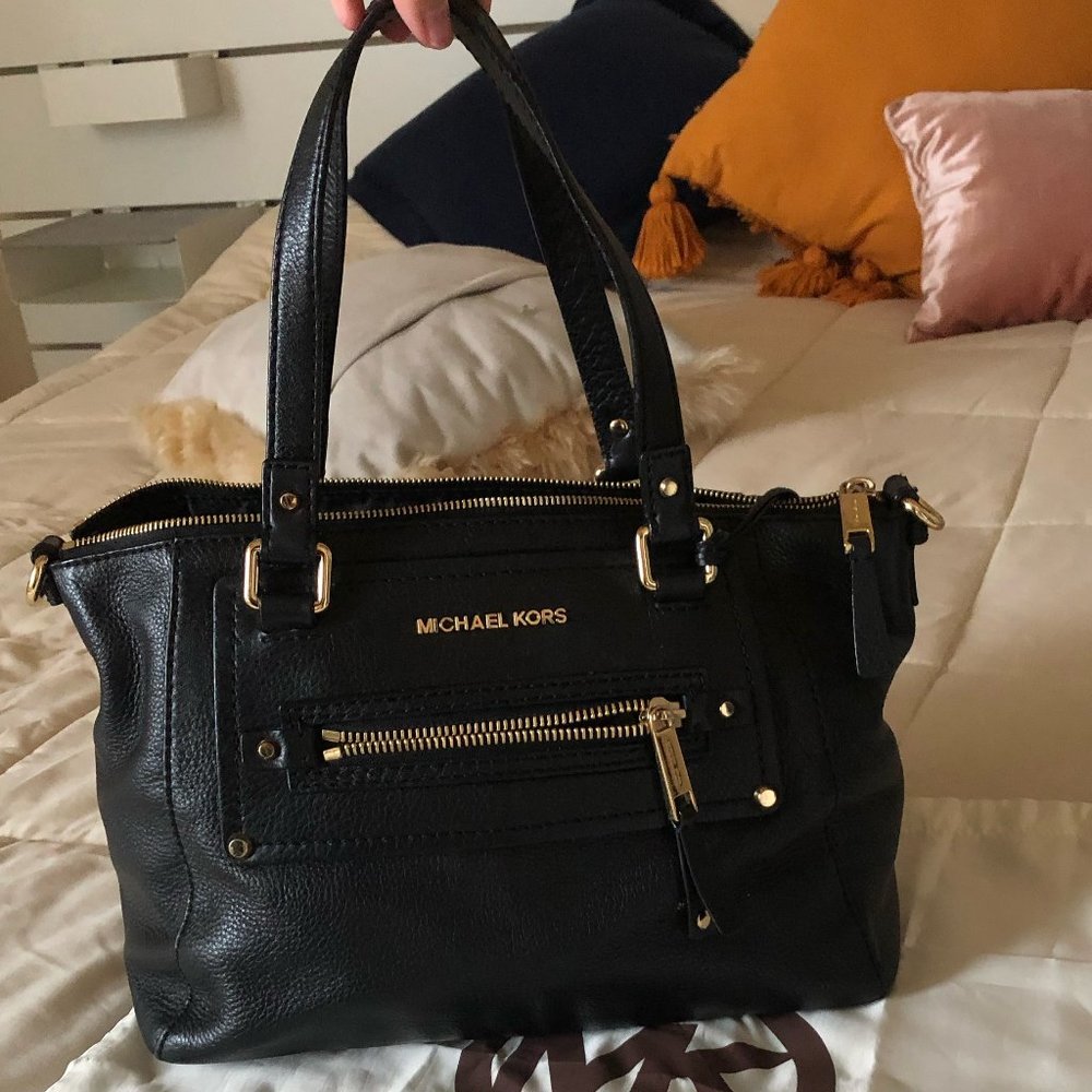 Michael Kors Black Leather Handbag (Satchel)